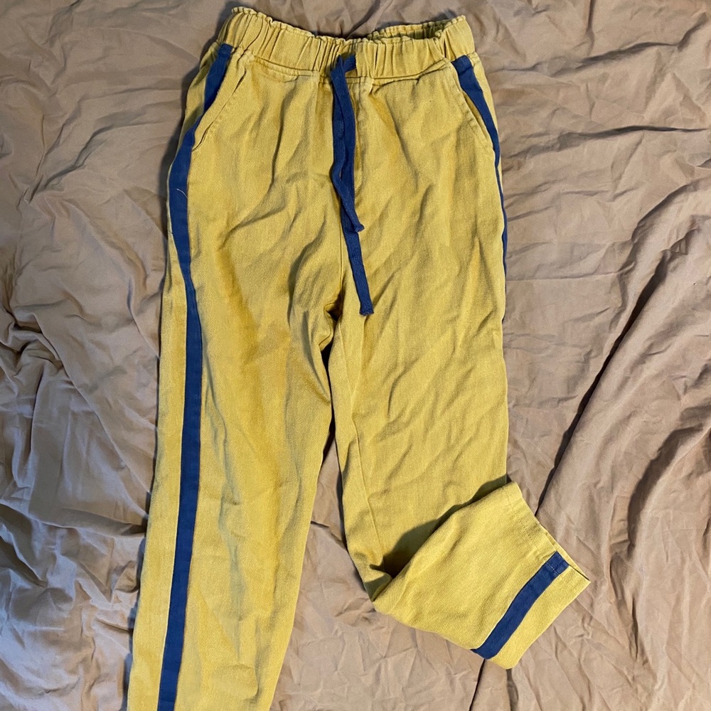 Cropped canvas pants with pinstripe